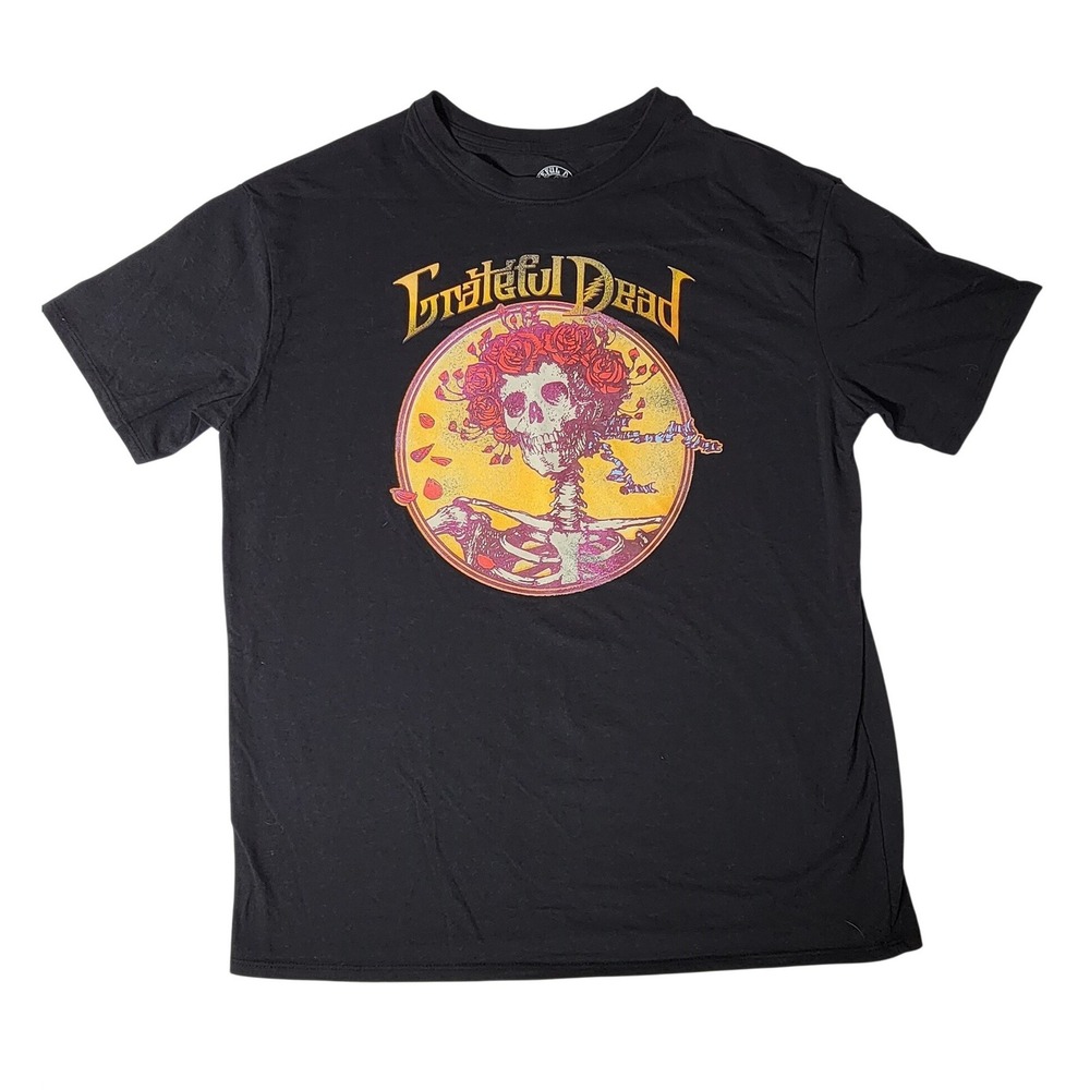 Grateful‎ Dead Bertha Skull and Roses Graphic T-Shirt Black Boys 2XL